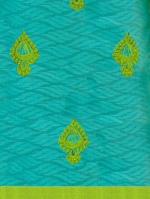 turquoise embroidered unstitched churidaar suit - 15208096 - Standard Image - 3