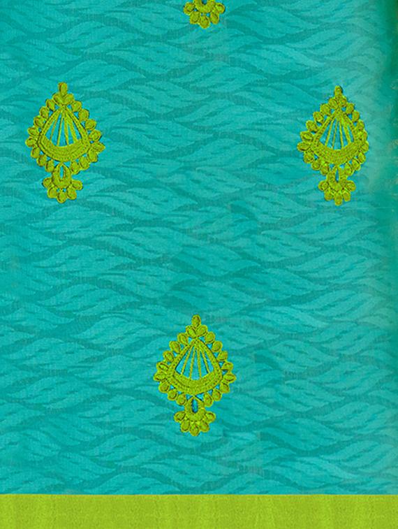 turquoise embroidered unstitched churidaar suit - 15208096 - Zoom Image - 3
