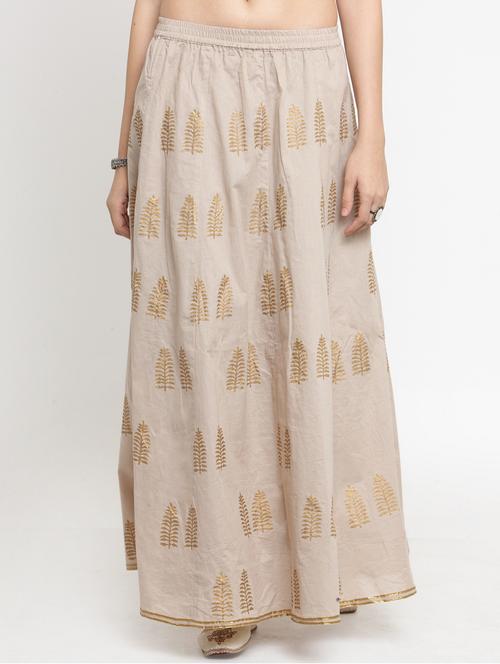 beige cotton flared skirt - 15208392 - Standard Image - 1