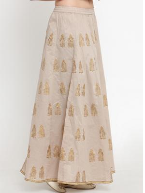 beige cotton flared skirt - 15208392 - Standard Image - 2
