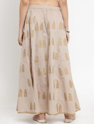 beige cotton flared skirt - 15208392 - Standard Image - 3