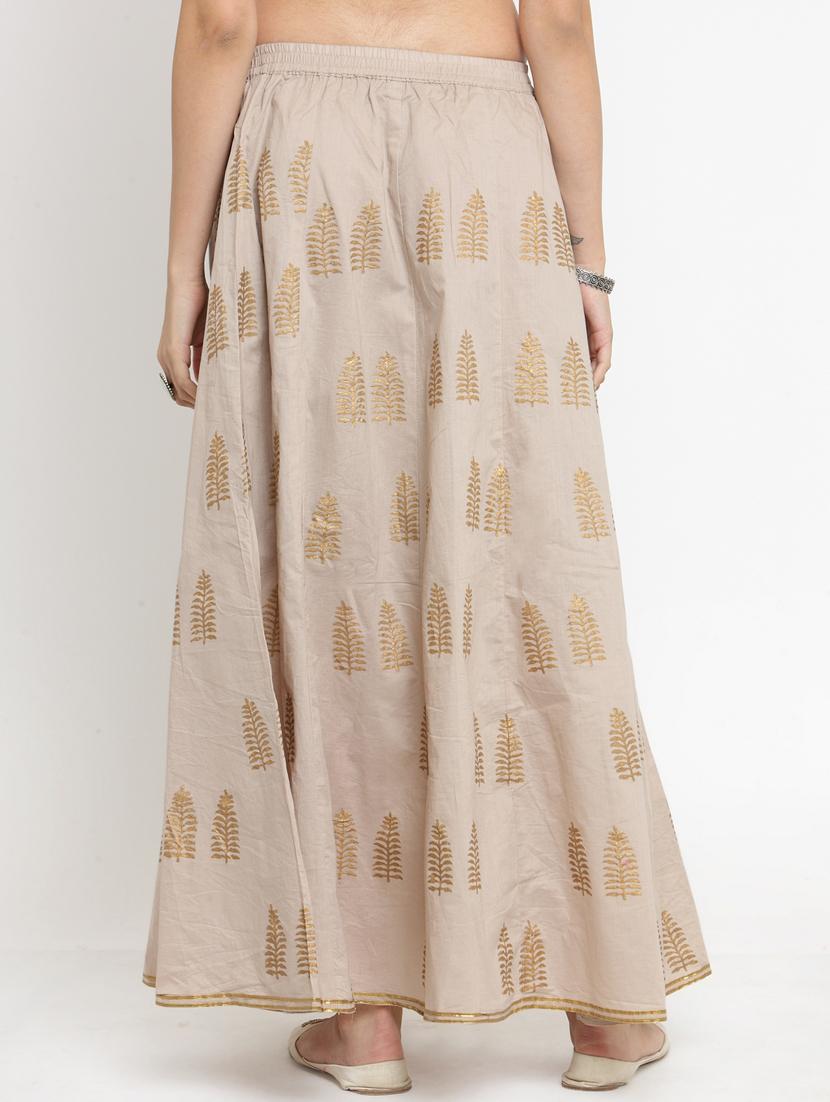 beige cotton flared skirt - 15208392 - Zoom Image - 3