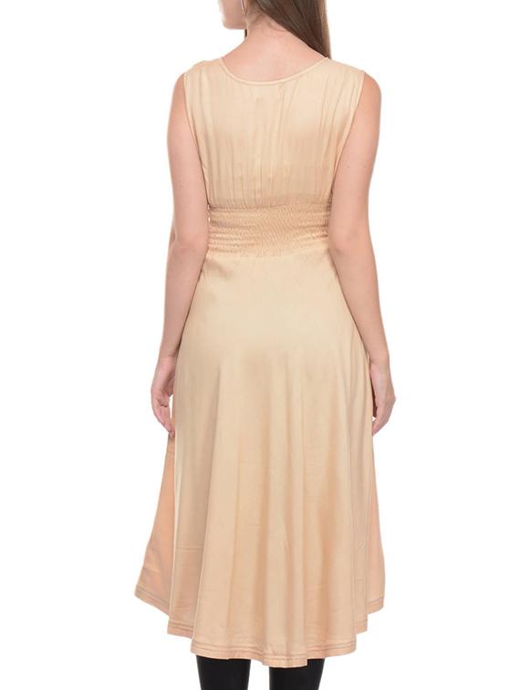 beige rayon a-line solid kurta - 15208915 - Zoom Image - 3