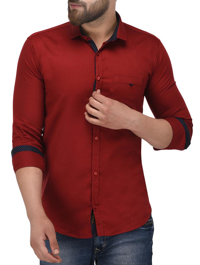 red cotton casual shirt - 15209832 - Zoom Image - 1