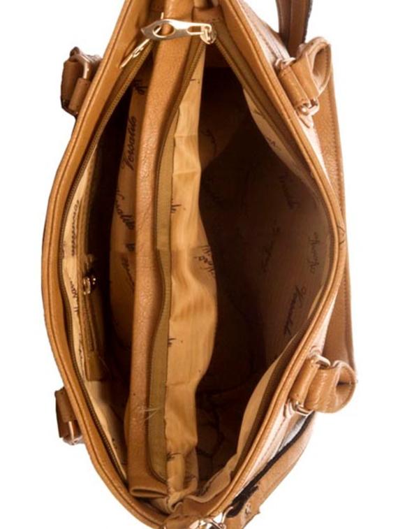 beige leatherette (pu) regular handbag - 15209865 - Zoom Image - 3