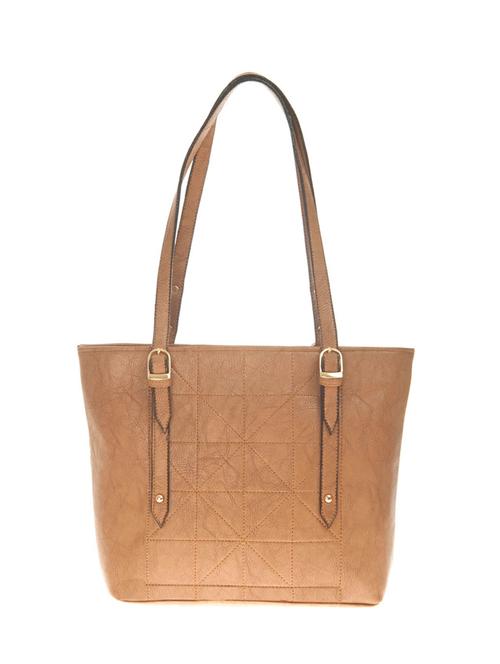 brown leatherette (pu) regular handbag - 15209866 - Standard Image - 1