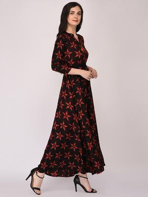 black cotton aline kurta - 15211321 - Standard Image - 2