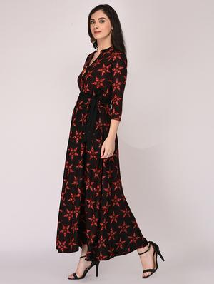 black cotton aline kurta - 15211321 - Standard Image - 3