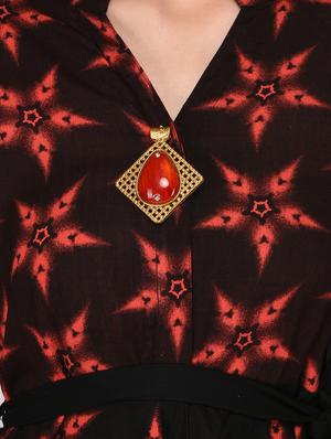 black cotton aline kurta - 15211321 - Standard Image - 5