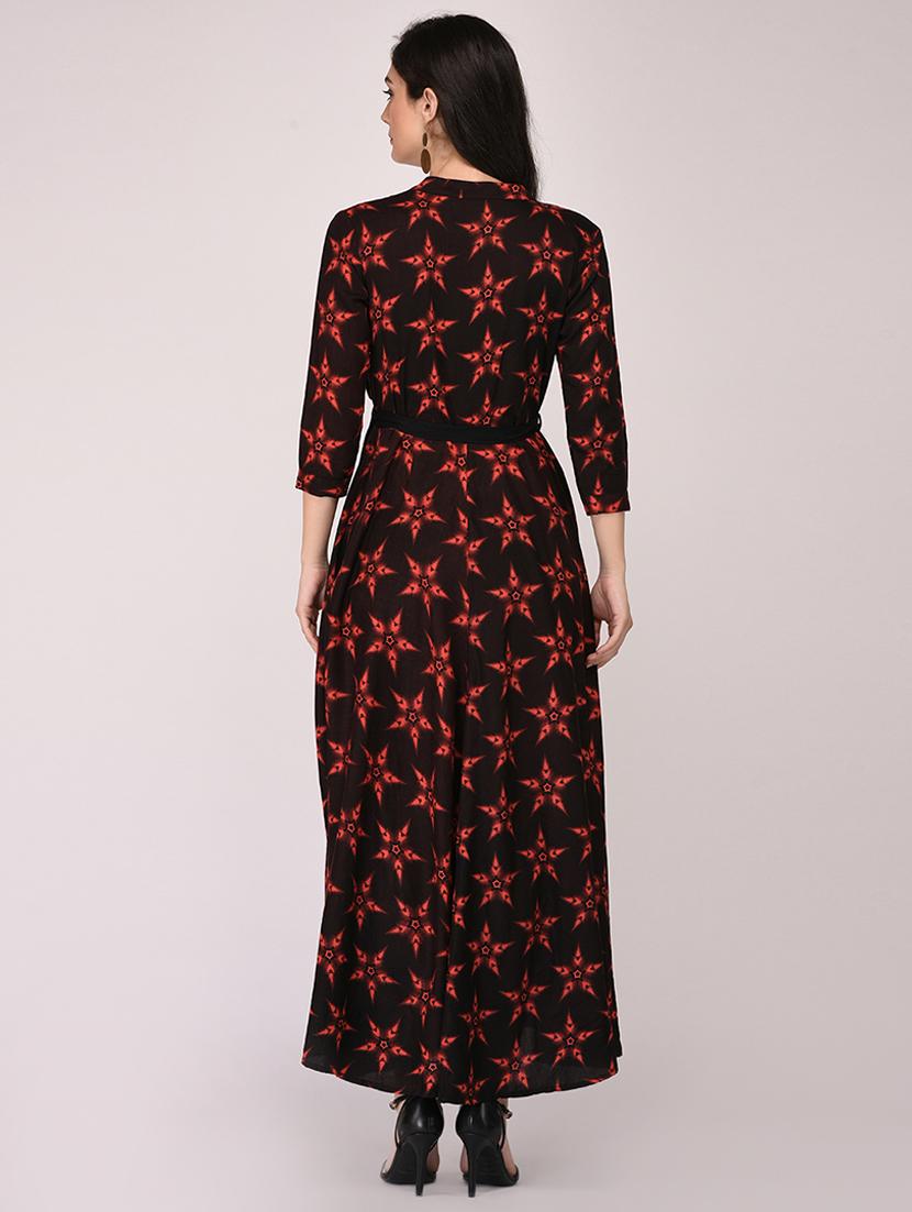 black cotton aline kurta - 15211321 - Zoom Image - 4