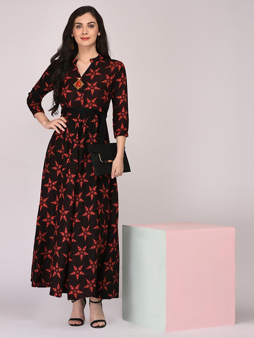 black cotton aline kurta - 15211321 - Zoom Image - 6