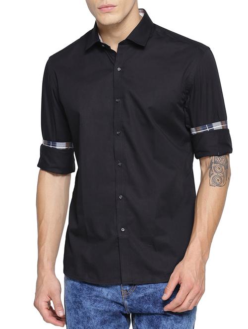 black cotton casual shirt - 15211958 - Standard Image - 1
