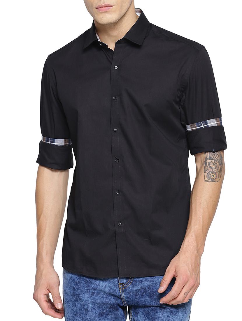 black cotton casual shirt - 15211958 - Zoom Image - 1