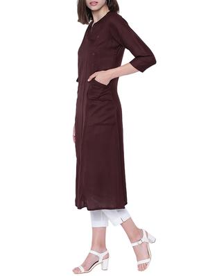 hickroy brown detail kurta - 15212926 - Standard Image - 2