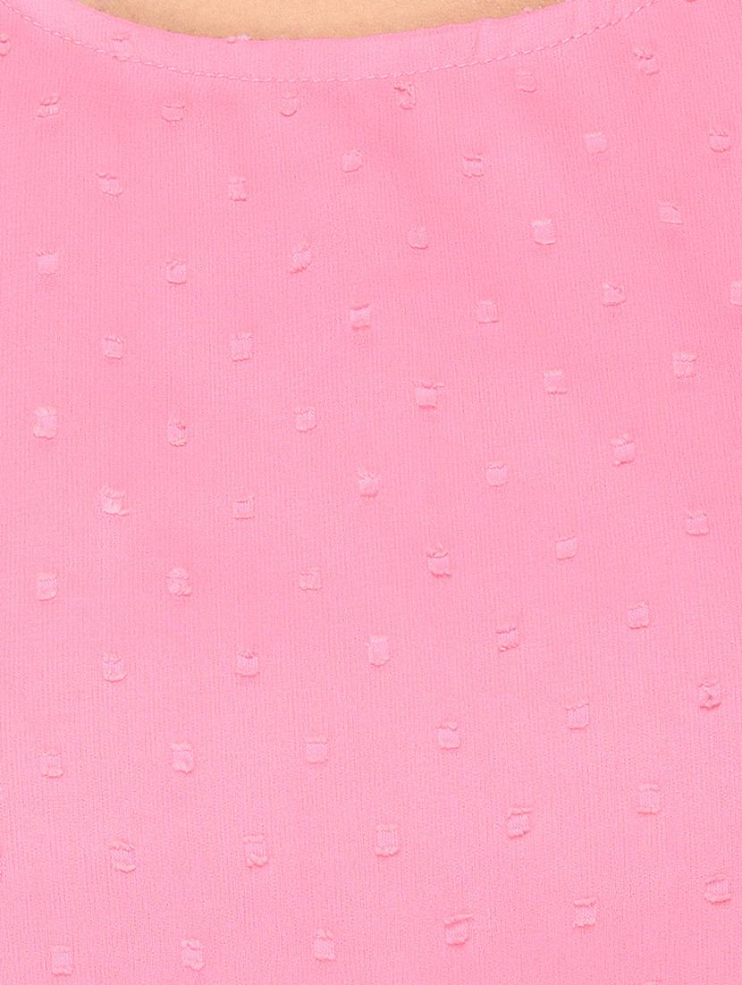 pink solid cold shoulder top - 15213088 - Zoom Image - 4