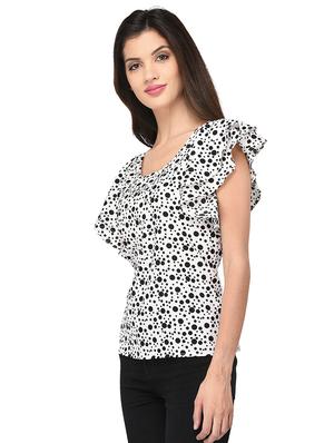 women's ruffle round neck top - 15213090 -  Standard Image - 1