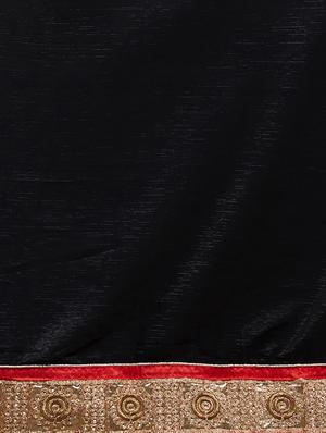 black bordered saree with blouse - 15213131 - Standard Image - 3