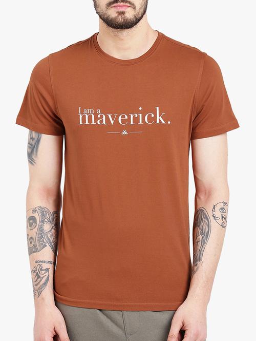 brown cotton chest print t-shirt - 15213743 - Standard Image - 1