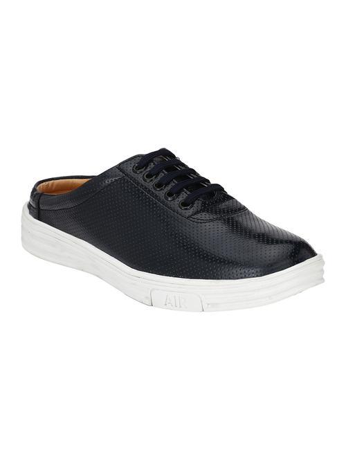 blue leatherette lace up sneakers - 15213792 - Standard Image - 1