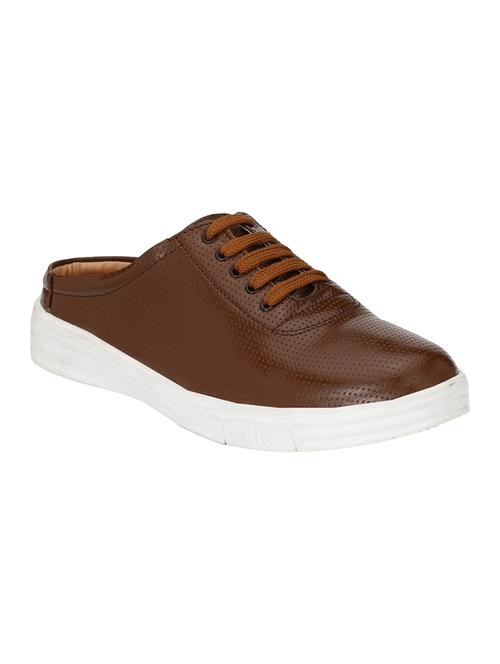 tan leatherette lace up sneakers - 15213795 - Standard Image - 1