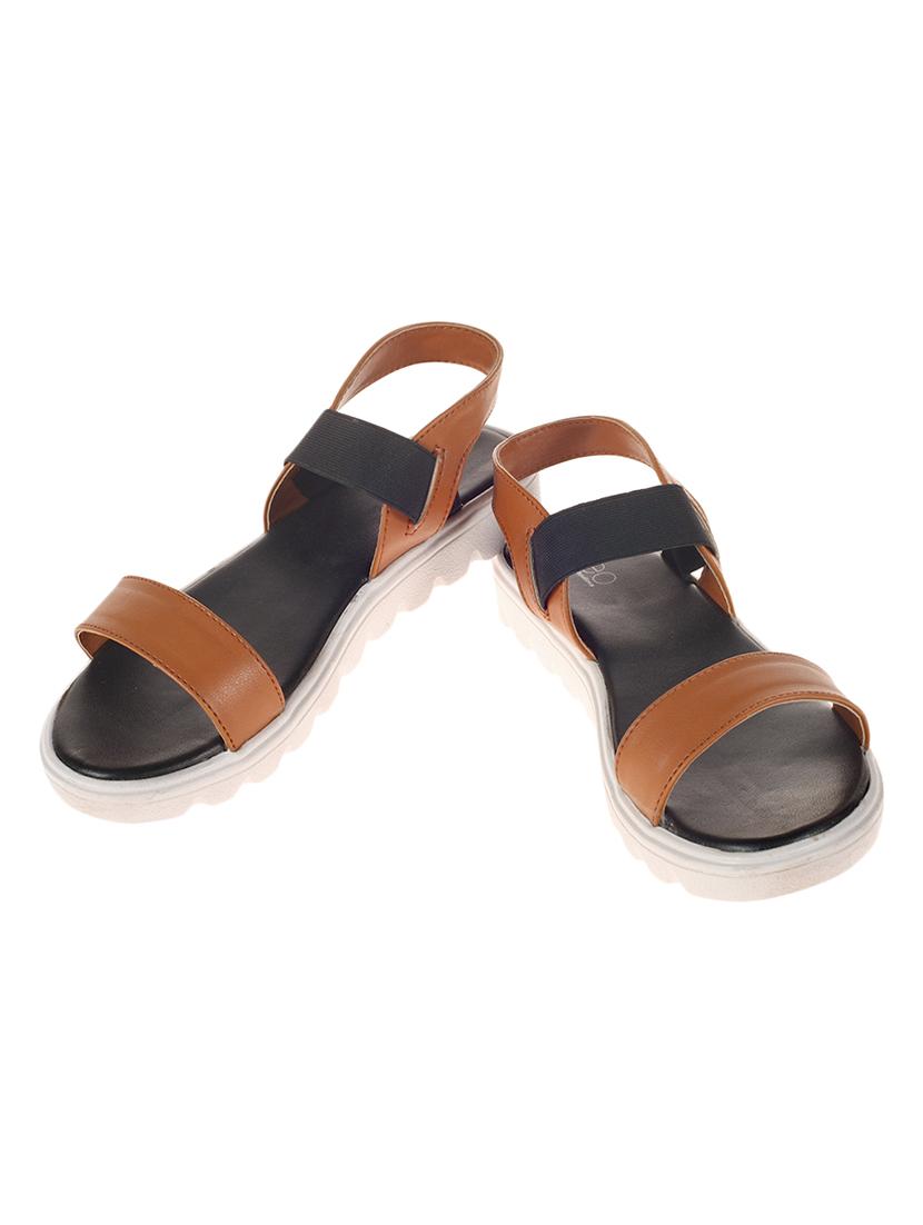 brown faux leather back strap sandals - 15213969 - Zoom Image - 2