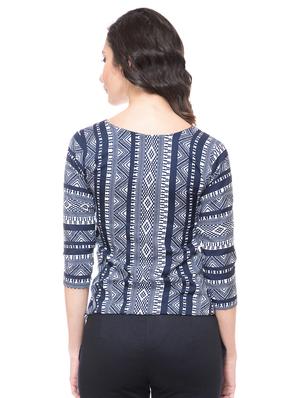 navy blue printed top - 15214006 - Standard Image - 3