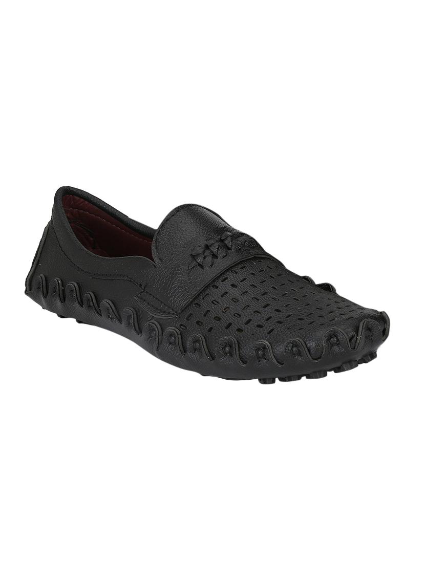 black leatherette slip ons - 15214059 - Zoom Image - 1