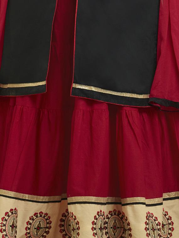 black embroidered unstitched skirt suit - 15214729 - Zoom Image - 2