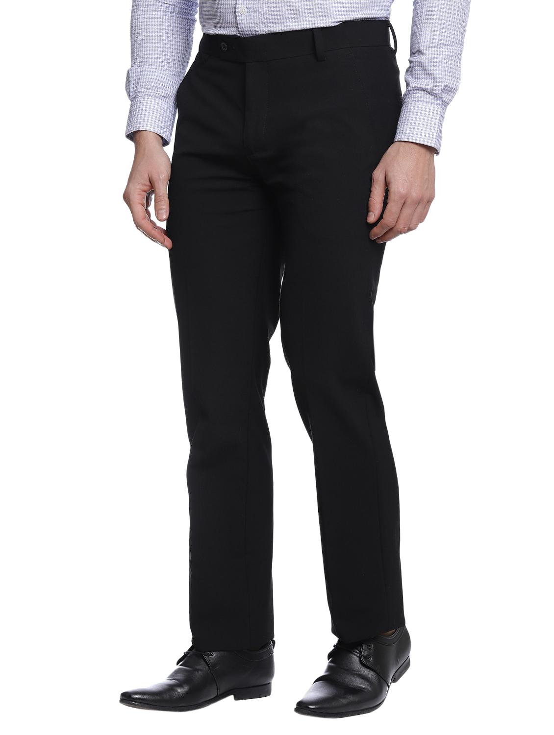 black cotton flat front formal trouser - 15216197 - Zoom Image - 2