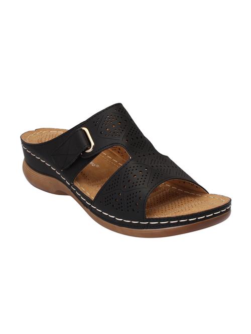 black leatherette slippers - 15216300 - Standard Image - 1