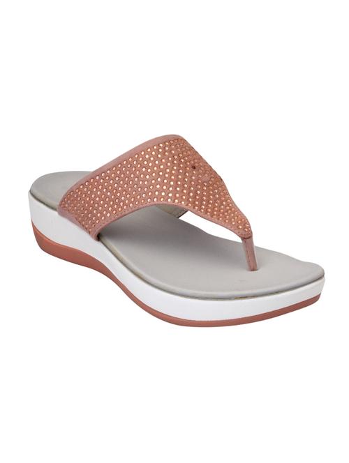 pink leatherette slippers - 15216313 - Standard Image - 1