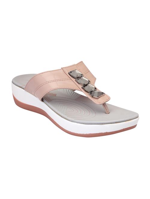 pink leatherette slippers - 15216316 - Standard Image - 1