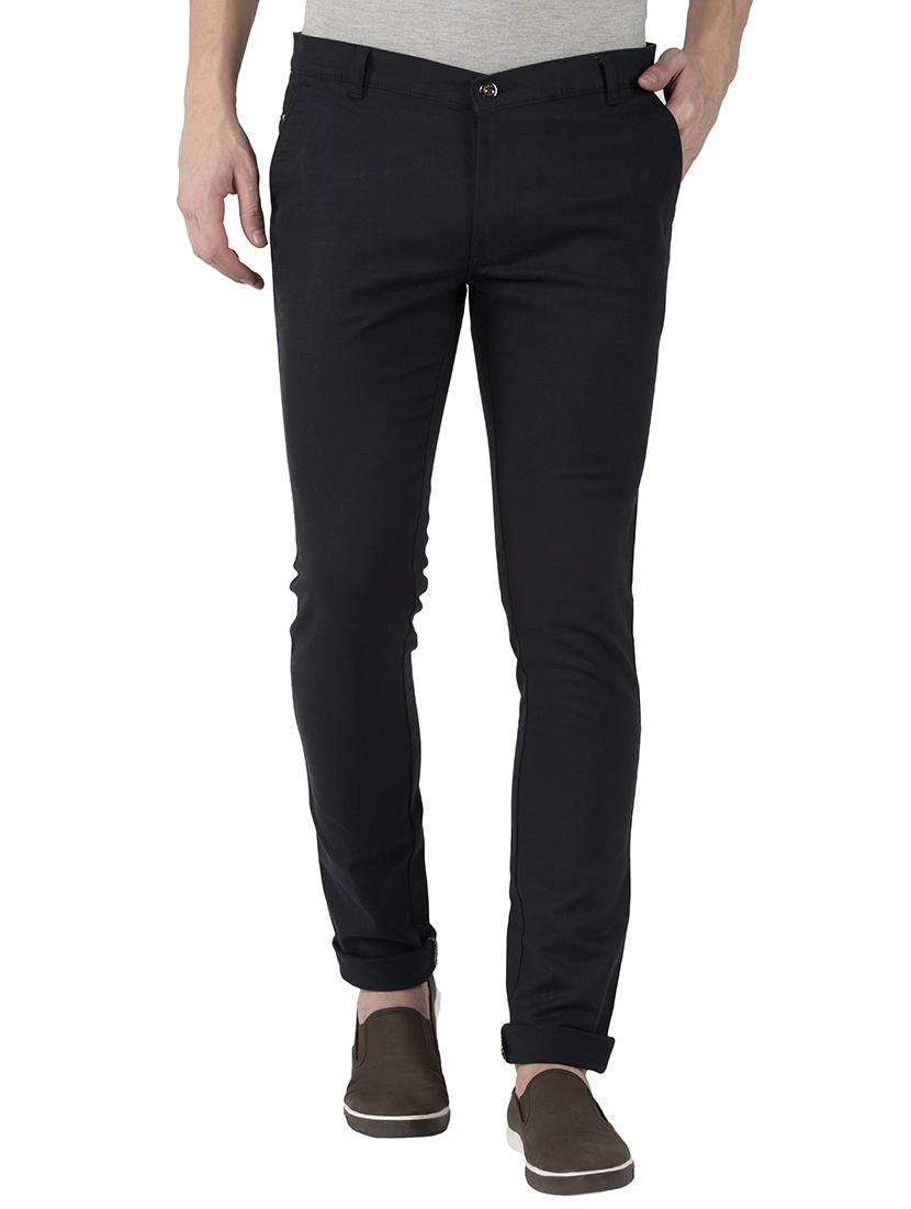 navy blue cotton chinos casual trousers - 15216915 - Zoom Image - 1