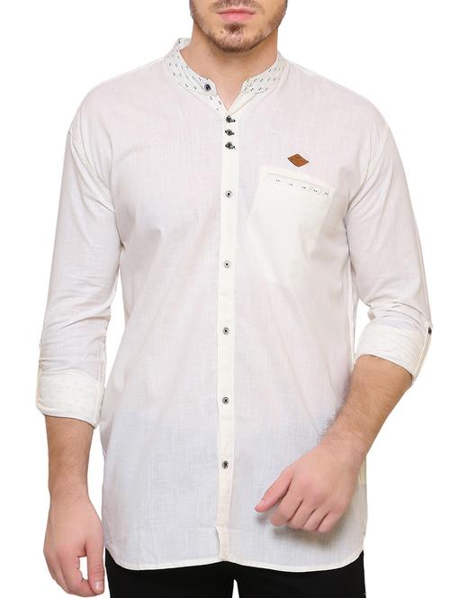 beige cotton casual shirt - 15217361 - Standard Image - 1