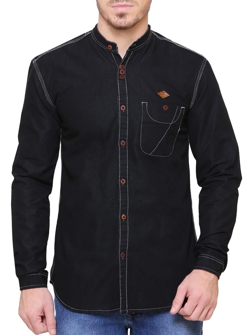 black denim casual shirt - 15217369 - Zoom Image - 1