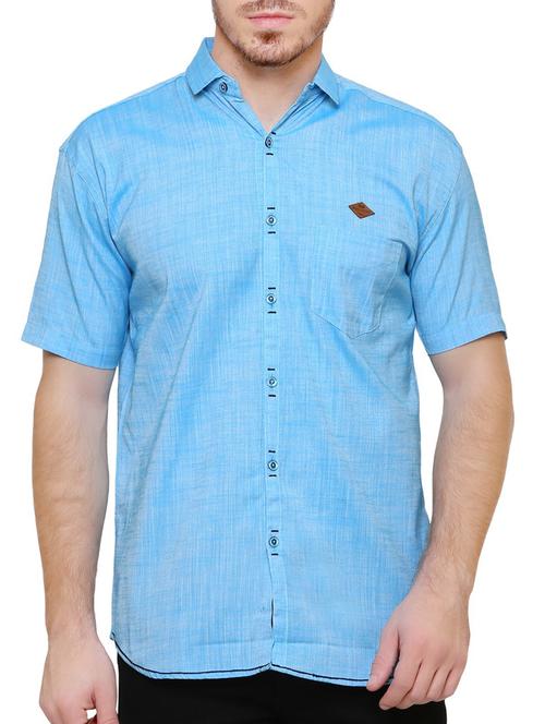 blue cotton casual shirt - 15217382 - Standard Image - 1