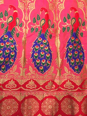 pink silk flared lehenga - 15218010 - Standard Image - 3