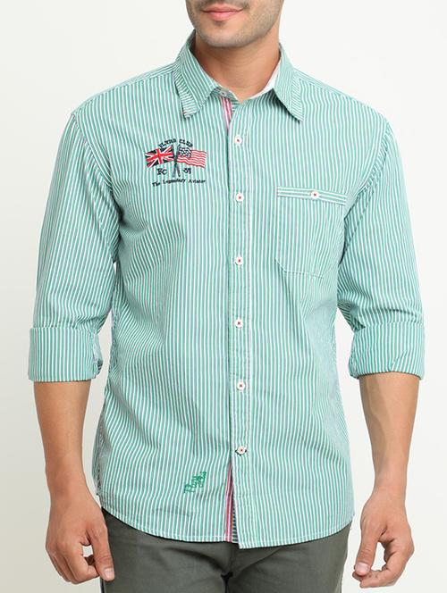 green cotton casual shirt - 15218115 - Standard Image - 1