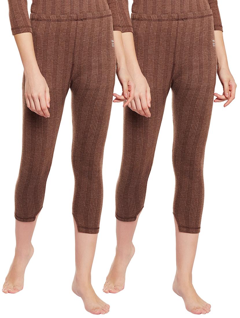 set of 2 brown cotton thermal bottom - 15218380 - Zoom Image - 1