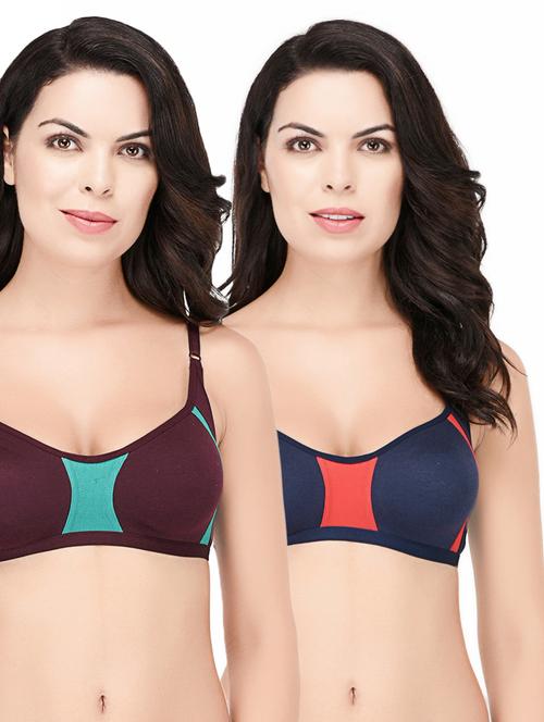 set of 2 multi colored cotton bra - 15218478 - Standard Image - 1