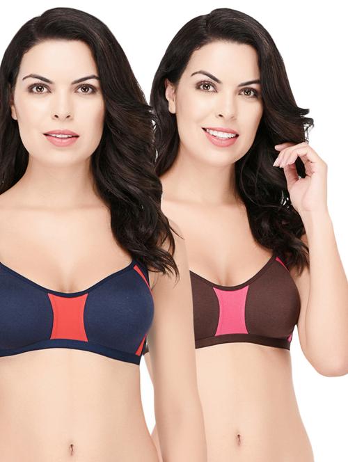 set of 2 multi colored cotton bra - 15218479 - Very Small Image - 1