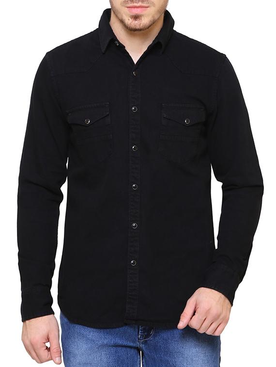 black denim casual shirt - 15218649 - Zoom Image - 1