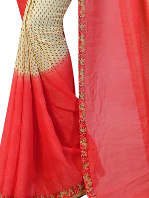 beige georgette printed saree with blouse - 15218987 - Standard Image - 4