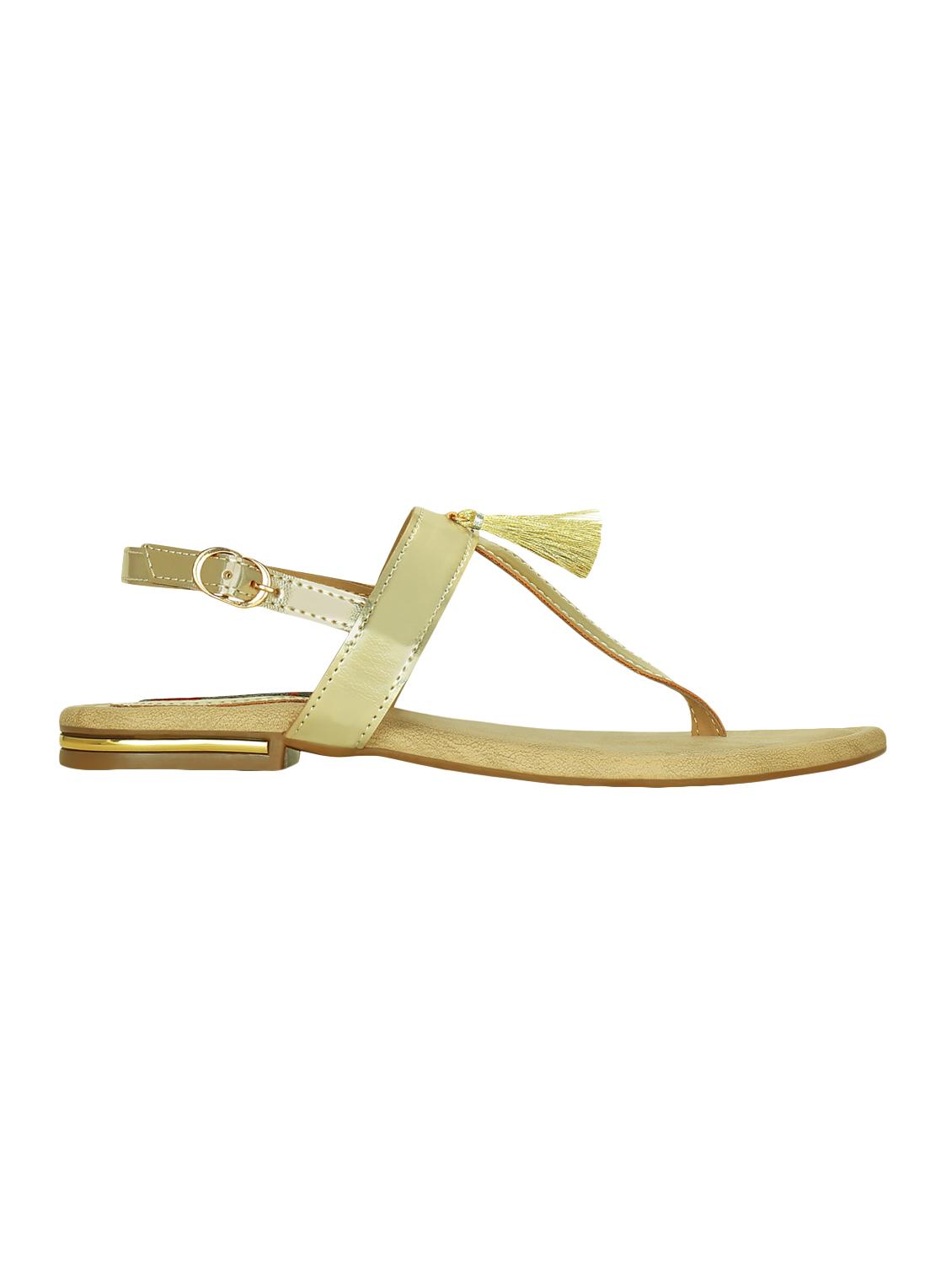 gold leatherette tstrap sandals - 15219191 - Zoom Image - 2