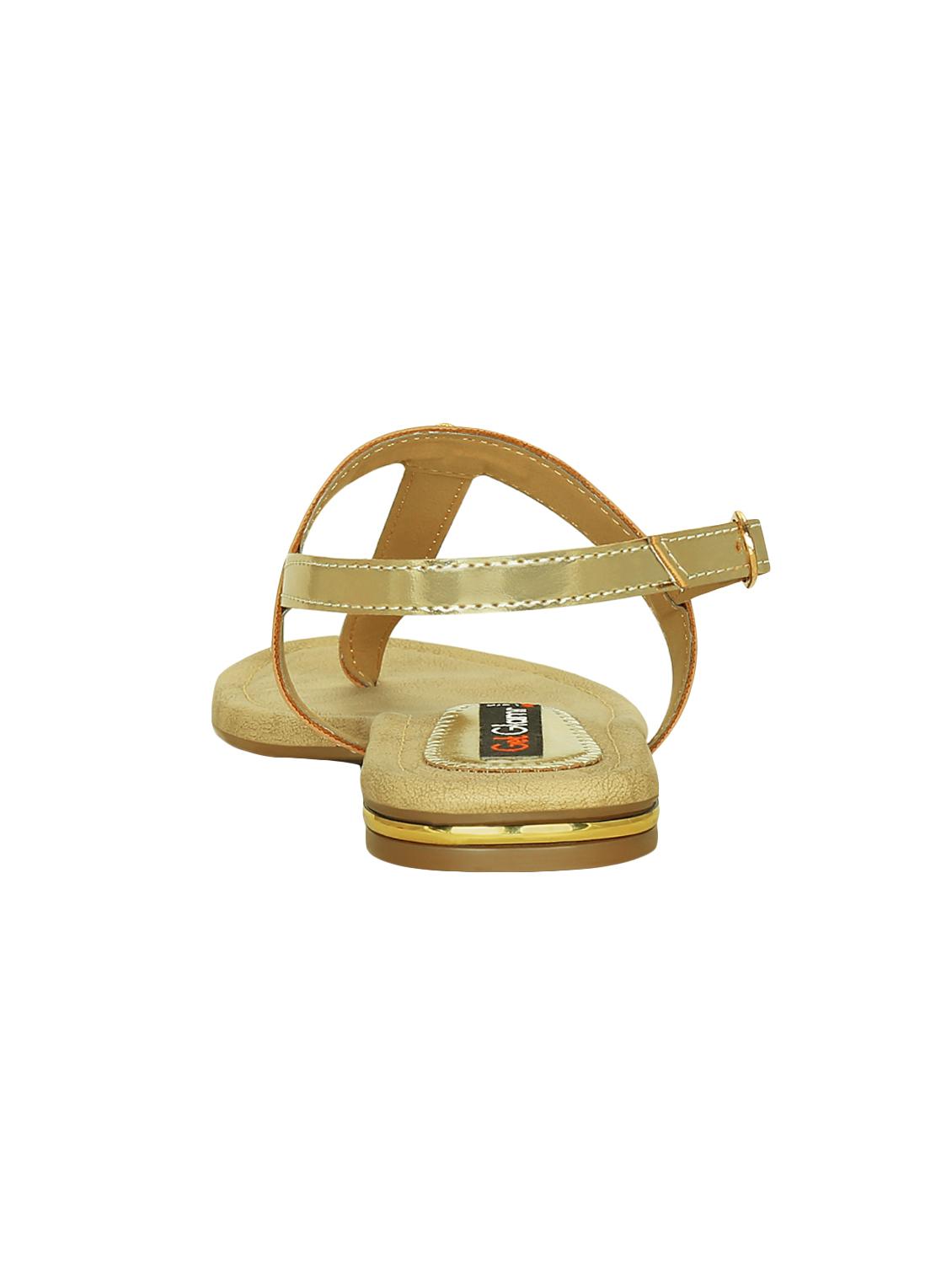 gold leatherette tstrap sandals - 15219191 - Zoom Image - 3