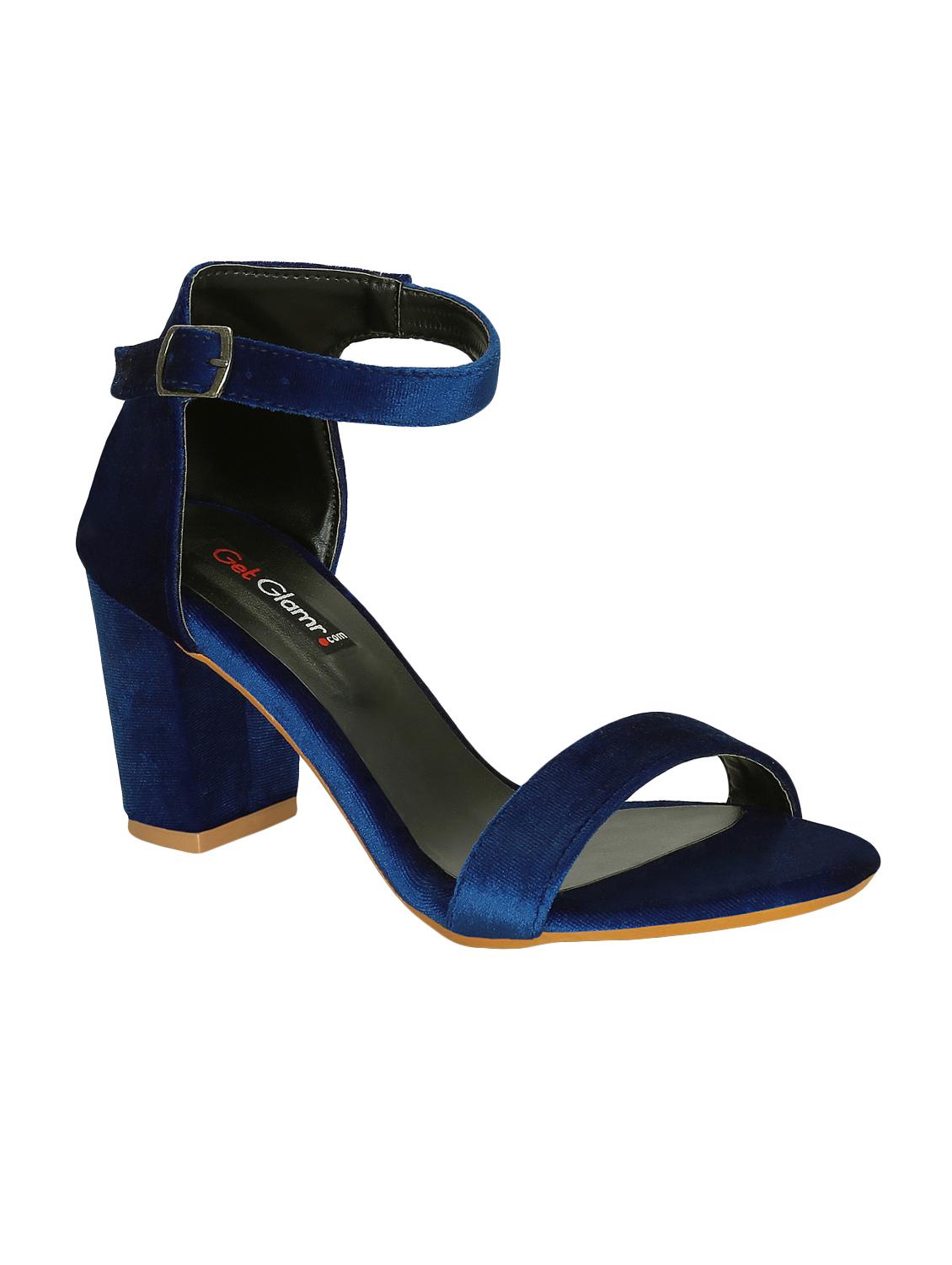 navy leatherette ankle strap sandals - 15219214 - Zoom Image - 1