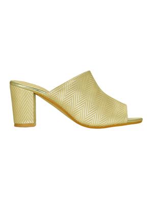 gold leatherette mules sandals - 15219218 - Standard Image - 2