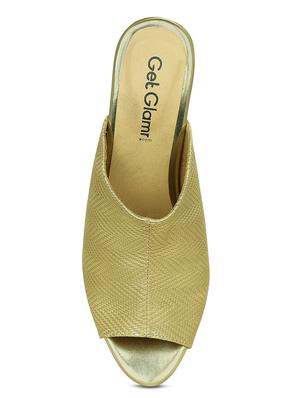 gold leatherette mules sandals - 15219218 - Standard Image - 4