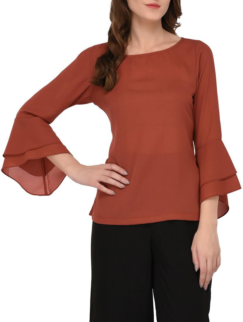 layered flute sleeve top - 15219829 - Zoom Image - 1