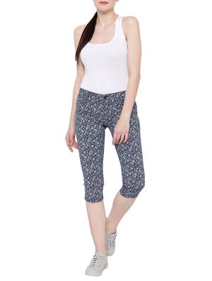 navy blue printed cotton capri - 15220969 - Standard Image - 4